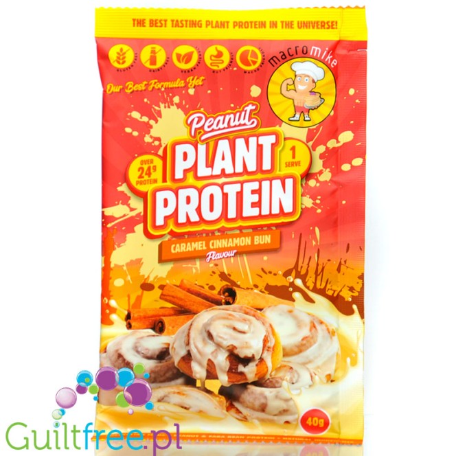 Macro Mike Peanut Plant Protein, Caramel Cinnamon Bun 40g - vegan creamy conditioner without gluten, milk or sucralose