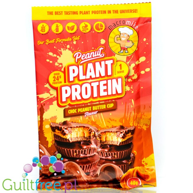 Macro Mike Peanut Plant Protein, Choc Peanut Butter Cup 40g - vegan creamy nutrition without gluten, milk or sucralose