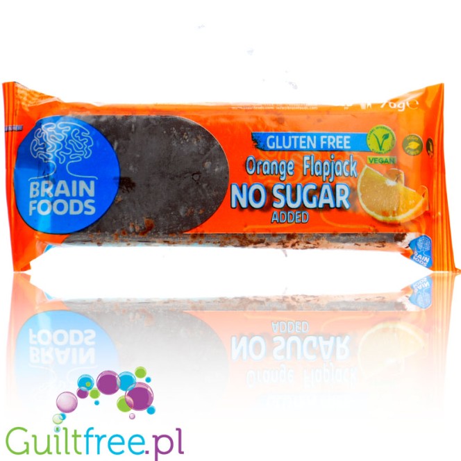 Brain Foods Oat Bar, Orange & Dark Chocolate - bezglutenowy baton owsiany bez cukru z pomarańczą i ciemną czekoladą