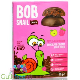 Bob Snail Choco Apple Raspberry Crush 60g - przekąska malinowo-jabłkowa w ciemnej czekoladzie ze stewią
