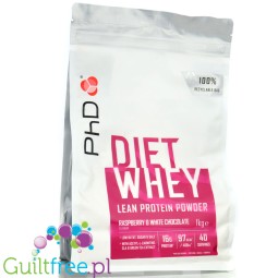 Phd Diet Whey Lean Protein Raspberry & White Chocolate  - wegańska odżywka białkowa,L-karnityna, CLA & ekstrakt zielonej herbaty