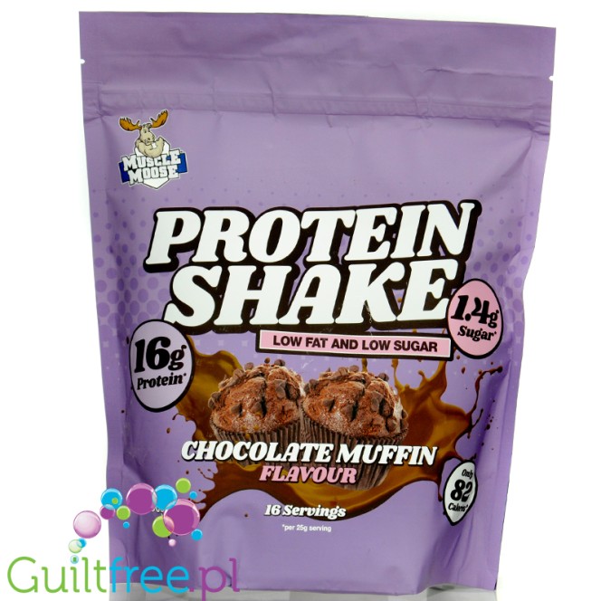 Muscle Moose Protein Shake Chocolate Muffin - low-fat protein shake to make with water, Chocolate Muffin flavor