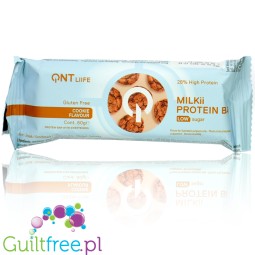 QNT Milkii Protein Bar Cookie - bezglutenowy baton proteinowy bez cukru, 28% białka o smaku Ciasteczek