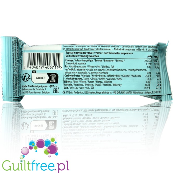 QNT Milkii Protein Bar Cookie - gluten free protein bar with no sugar, 28% protein in Cookie flavor.