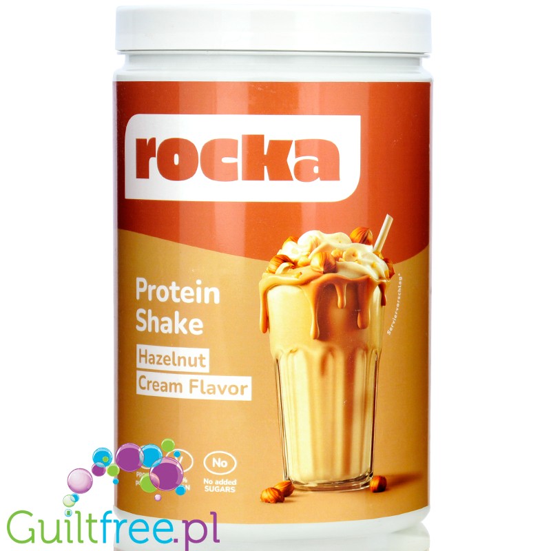 Rocka Nutrition Protein Shake Hazelnut Cream 1kg - wegański szejk proteinowy z 5 źródeł białek roślinnych bez cukru