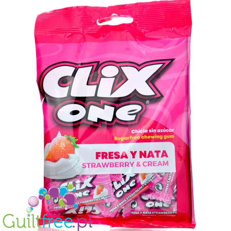 Clix One Chicle sin Azucar Fresa y Nata sugar free chewing gum Strawberry Cream flavor