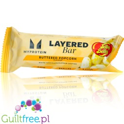 MyProtein Layered Bar Buttered Popcorn White Chocolate - popcorn flavored protein bar with butter.