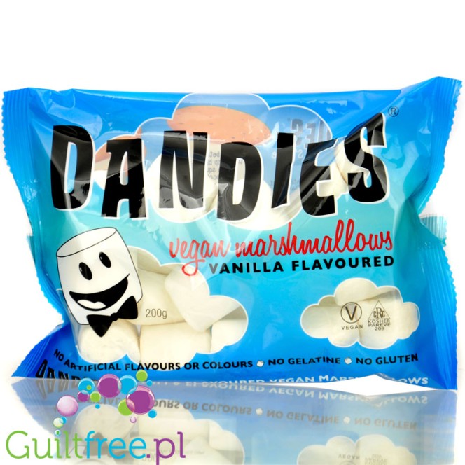 Dandies Vegan Marshmallows Vanilla XXL - wegańskie GIGA pianki o smaku waniliowym, bez sztucznych barwników i aromatów