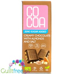 Raw Cocoa Bar Creamy Chocolate, Almond & Salt - vegan sugar-free creamy chocolate with almond and salt