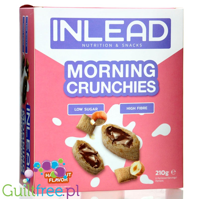 Inlead Morning Crunchies Hazelnut - wielozbożowe poduszki śniadaniowe z kremem kakaowo-orzechowym bez dodatku cukru