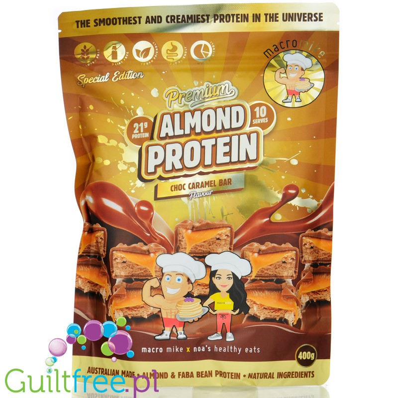 Macro Mike Almond Plant Protein, Choc Caramel Bar - wegańska migdałowa odżywka białkowa