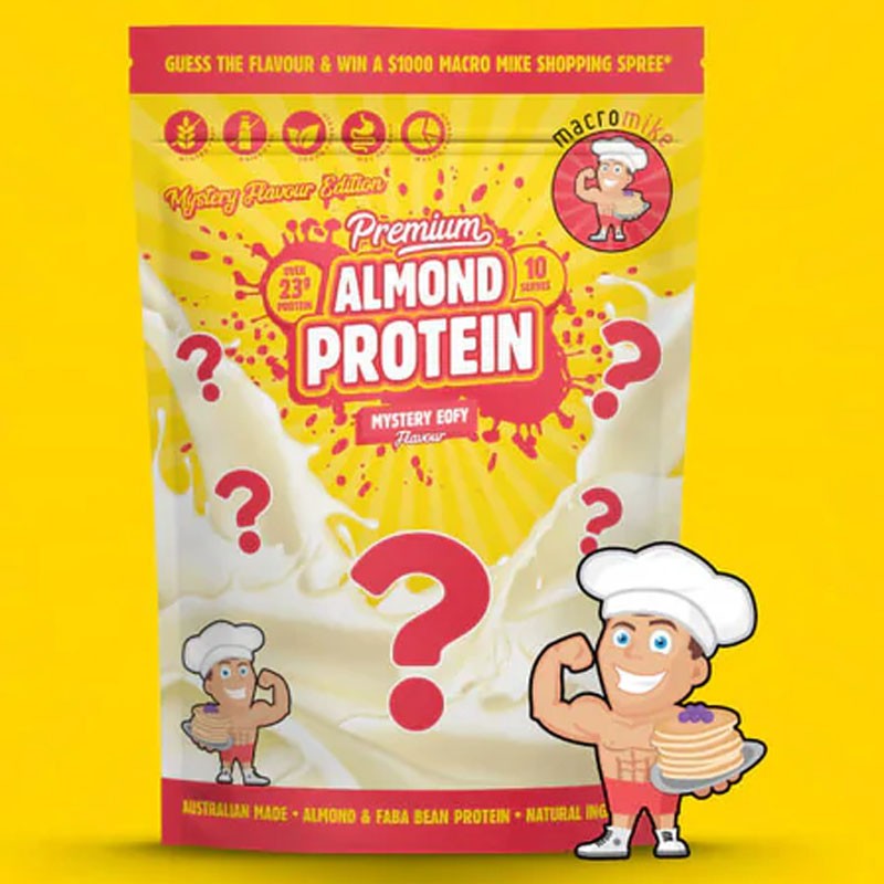 Macro Mike Almond Plant Protein, Mystery EOFY - vegan turbo cream conditioner without gluten, milk or sucralose