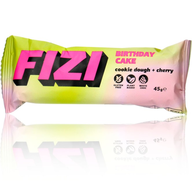 FIZI Birthday Cake - a vegan gluten-free bar with cherry cookie flavor