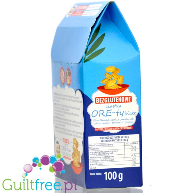 Malu Food ORE-ty White gluten-free cookies without sugar, milk, eggs or raising agents