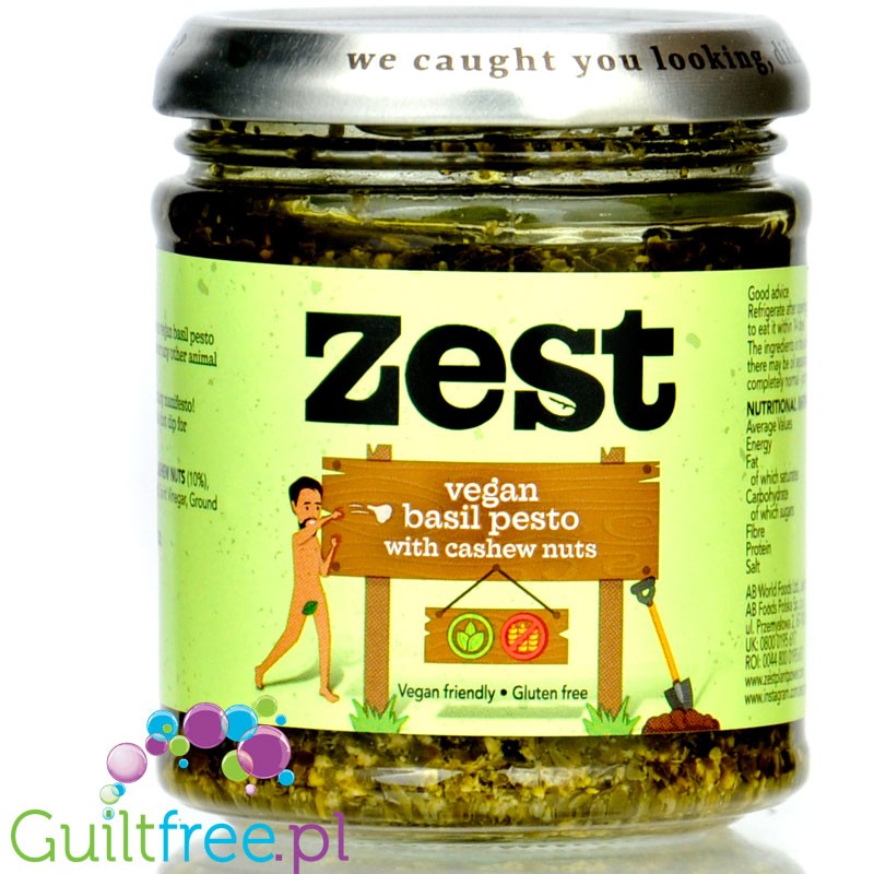 Zest Vegan Basil & Cashew Pesto - sugar-free vegan basil pesto with cashew nuts