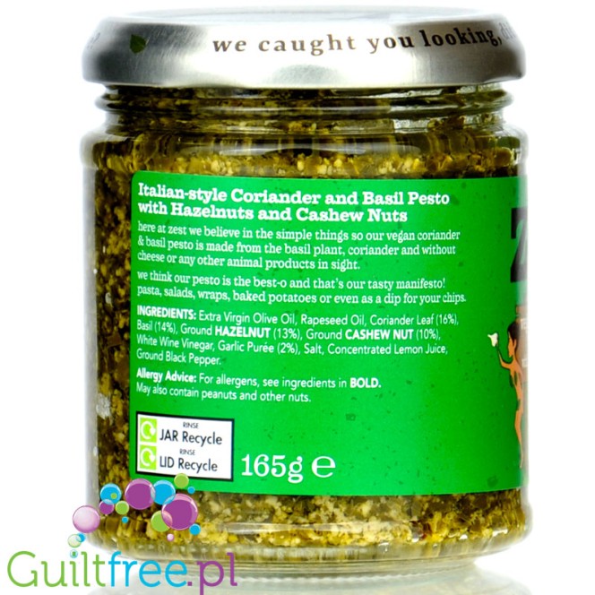 Zest Vegan Coriander & Basil Pesto - vegan coriander and basil pesto with hazelnuts and cashews