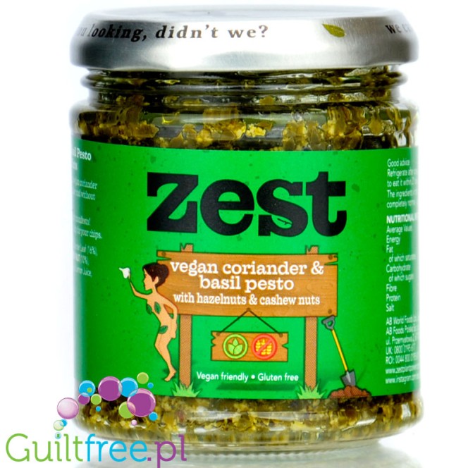 Zest Vegan Coriander & Basil Pesto - wegańskie pesto z kolendry i bazylii z orzechami laskowymi i nerkowca