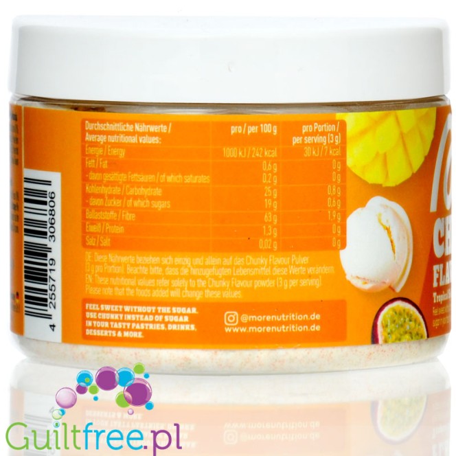 More Nutrition Chunky Flavor Tropical Split 150g - Vanilla, Mango & Passion Fruit Flavor Powder.