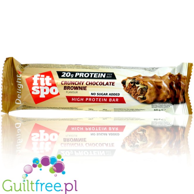 FitSpo Protein Bar Crunchy Chocolate Brownie - baton białkowy bez cukru, 20g białka, Chrupiące Czekoladowe Brownie