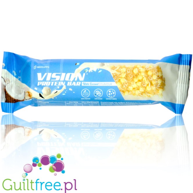 Neosupps Vision Protein Bar White Coconut - crunchy protein bar, 13g protein & 134kcal, White Chocolate with Coconut