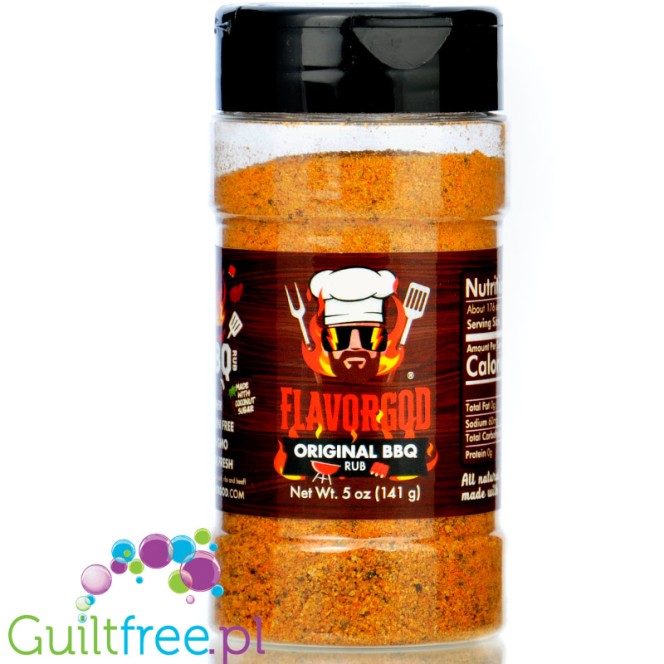 Flavor God Original BBQ Rub - a natural sprinkle for coating meats and seasoning prepared foods