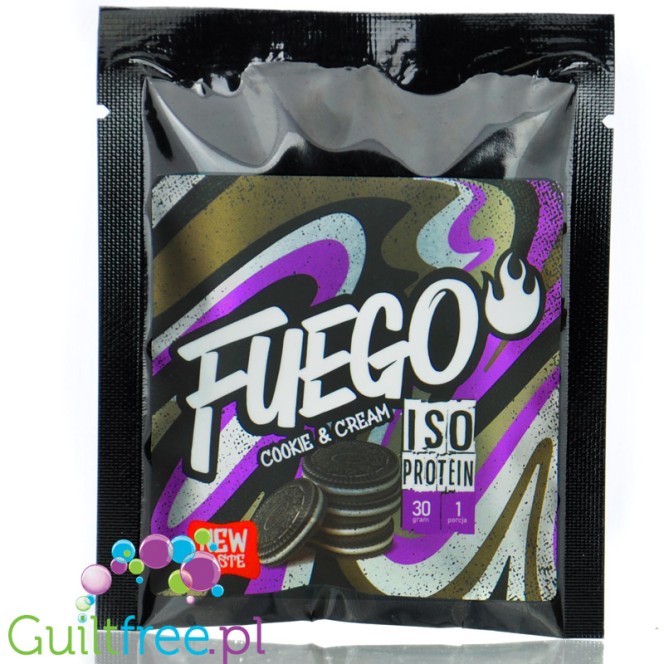 Fuego Iso Protein Cookie & Cream 30g - izolat białek serwatkowych o smaku ciastka z kremem