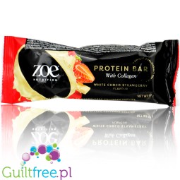 Zoe Nutrition Collagen Protein Bar, White Choco Strawberry - kolagenoowy baton proteinowy 181kcal, 13,5g białka