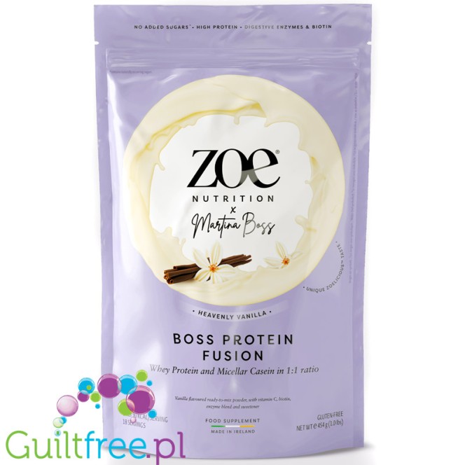 Zoe Nutrition Boss Protein Fusion, Heavenly Vanilla - dense vanilla protein supplement 90kcal & 19g protein