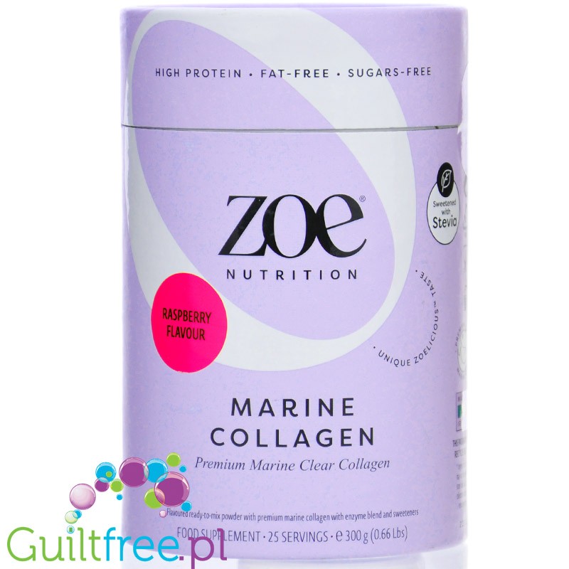 Zoe Nutrition Marine Clear Collagen Raspberry - hydrolyzed marine collagen in raspberry flavor with enzymes and stevia