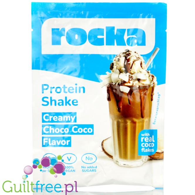 Rocka Nutrition Protein Shake Creamy Schoco Coco 30g - wegańska odżywka białkowa 4 źródła białka, bez glutenu, saszetka