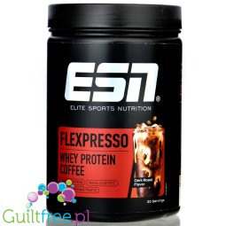 ESN Flexpresso Whey Protein Coffee Dark Roast 0,9KG - mocno palona kawa proteinowa 80mg kofeiny & 22g białka