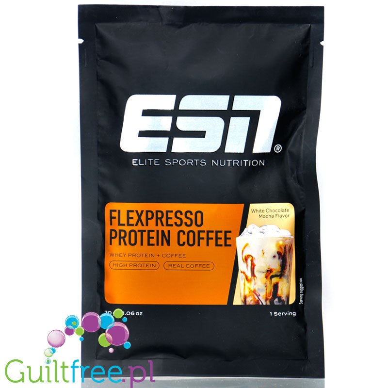 ESN Flexpresso Protein Coffee White Chocolate Mocha 30g - bezkofeinowa kawa proteinowa 22g białka, saszetka