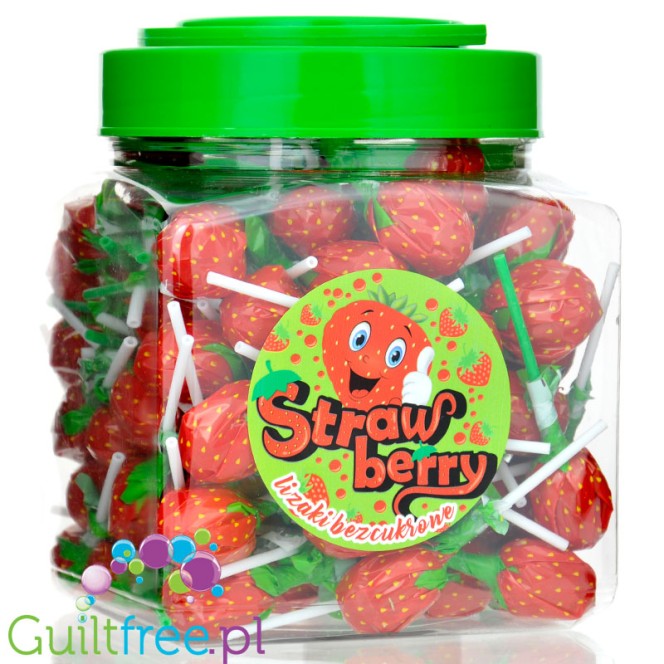 Stevia Lollipop Strawberry 100 pieces (1.3kg) - sugar-free sparkling lollipops 30kcal per piece