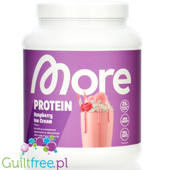 More Nutrition Total Protein Raspberry Ice Cream 0.6kg - dense protein supplement with casein, Raspberry Ice Cream flavor.