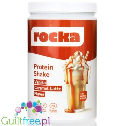 Rocka Nutrition Protein Shake Vanilla Caramel Latte - wegańska odżywka białkowa 5 źródeł białka, Latte Karmelowo-Waniliowe