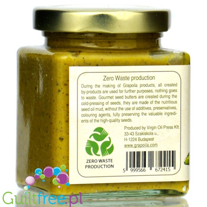 Grapoila Pistachio Butter Raw - raw cold-pressed pistachio paste 100%.