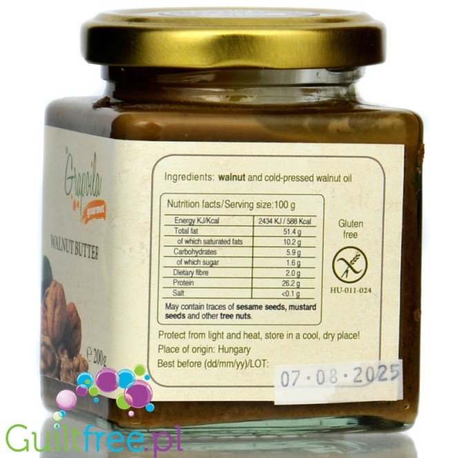 Grapoila Walnut Butter - raw cold-pressed walnut paste 100%.