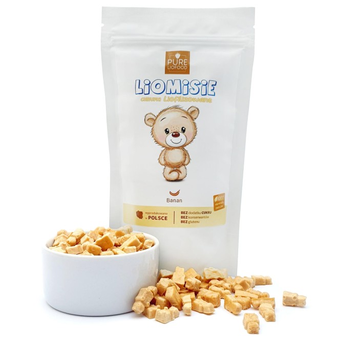 Pure Liofood Liomisie Banana - freeze-dried banana crisps in the shape of teddy bears - 100% fruit