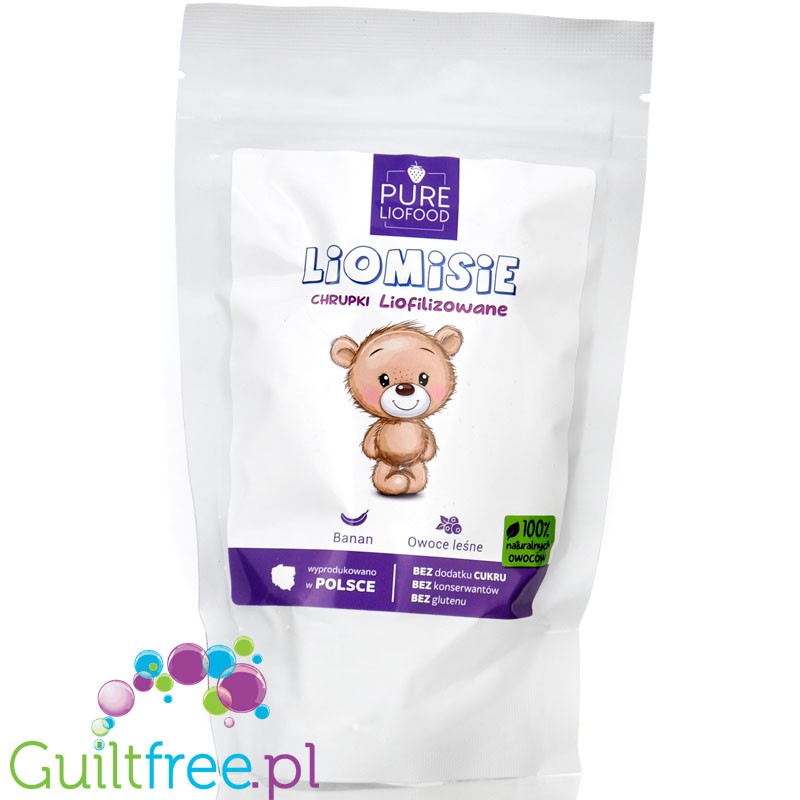 Pure Liofood Liomisie Forest Fruits - freeze-dried banana and forest fruit crisps in the shape of teddy bears - 100% fruit