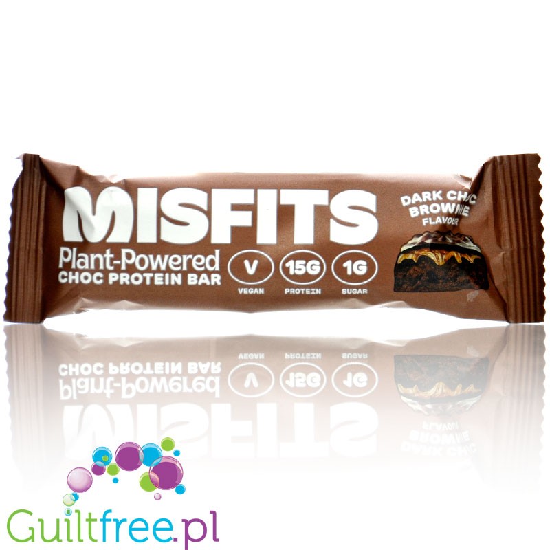 MisFits Plant Dark Chocolate Brownie - wegański baton proteinowy ze stewią i ksylitolem