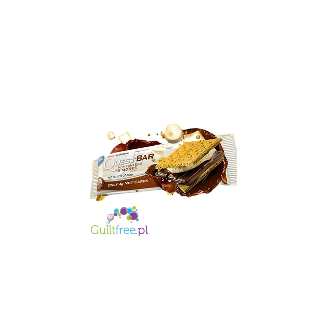 Quest Bar Protein Bar S'mores Flavor - A high-protein bar with natural aromas of baked sugar foams with chocolate and crackers, 