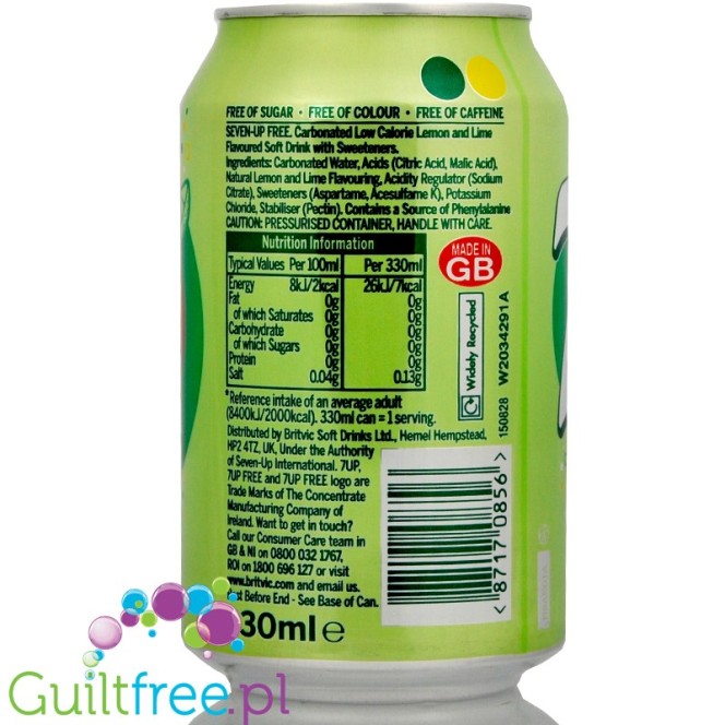 7up Free can - zero sugar, zero kcal