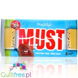 Fitstyle MUST Crispy White Chocolate - sugar and maltitol free white protein chocolate with cocoa crisps