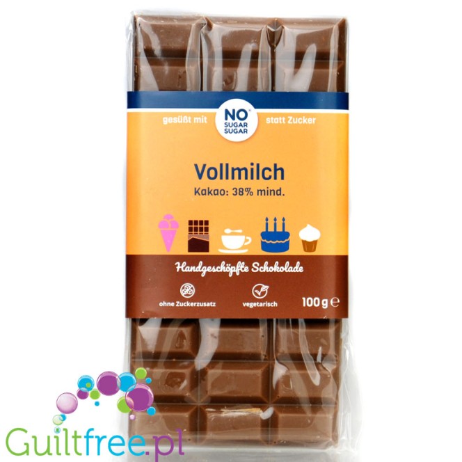 NO SUGAR SUGAR Schokolade Vollmilch - artisanal sugar-free milk chocolate with erythrol and stevia