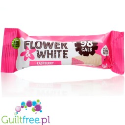 Flower & White Raspberry Fruity Mallow 98kcal - chocolate-covered raspberry marshmallow bar without gelatin