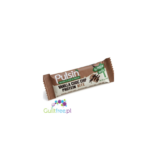 Pulsin Vanilla Choc Chip is rich in fiber vegan protein bar 