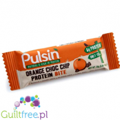 Pulsin Orange Choc Chip rich in fiber vegan protein bar 