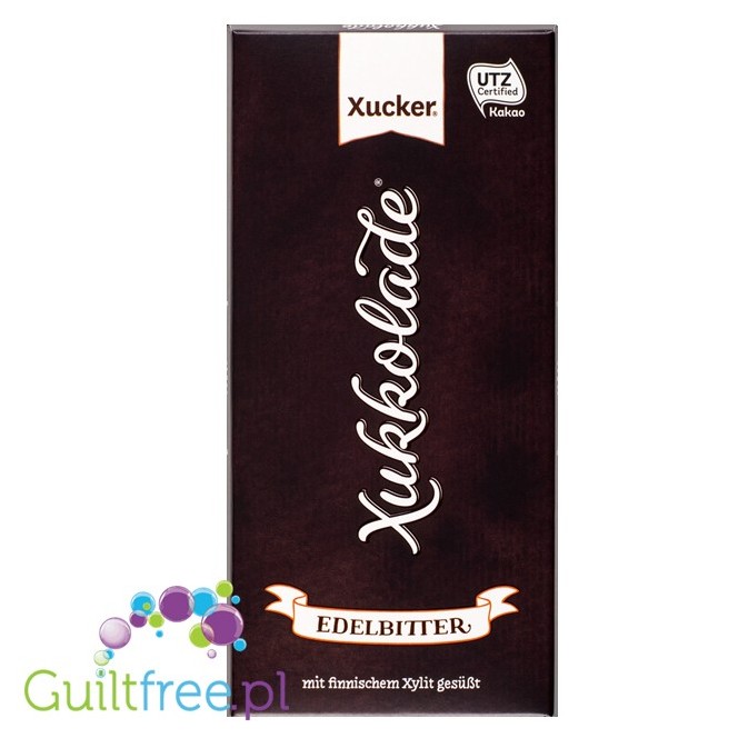 Dark chocolate without sugar sweetened with Finnish xylitol