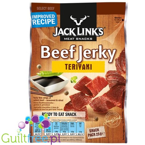 Jack Links Beef Jerky Teriyaki - dried slices of New Zealand beef with teryiaki flavor