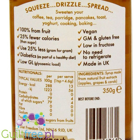 Sweet Freedom Original Fruit Syrup - a sweetening syrup based on fruit extracts without added sugar